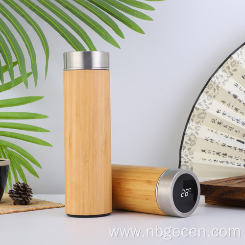 Smart Bamboo Temperature Water Bottle